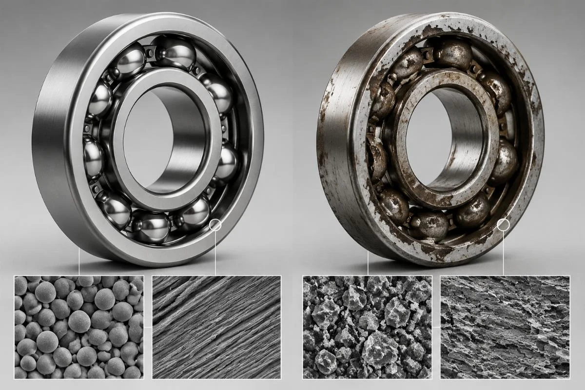 Material composition differences between genuine and counterfeit bearing steel